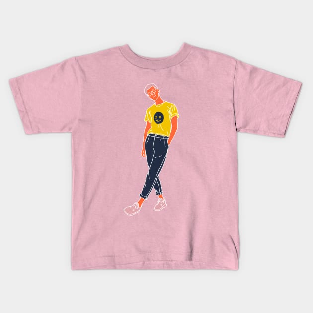 Pink Hair Kids T-Shirt by ZekeTuckerDesign